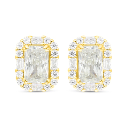 [EAR02WCZ00000C436] Sterling Silver 925 Earring Golden Plated Embedded With White Zircon
