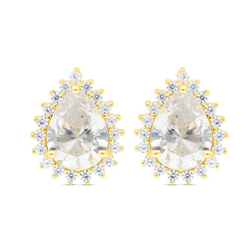 [EAR02WCZ00000C437] Sterling Silver 925 Earring Golden Plated Embedded With White Zircon