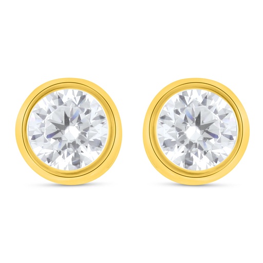 [EAR02WCZ00000C438] Sterling Silver 925 Earring Golden Plated Embedded With White Zircon