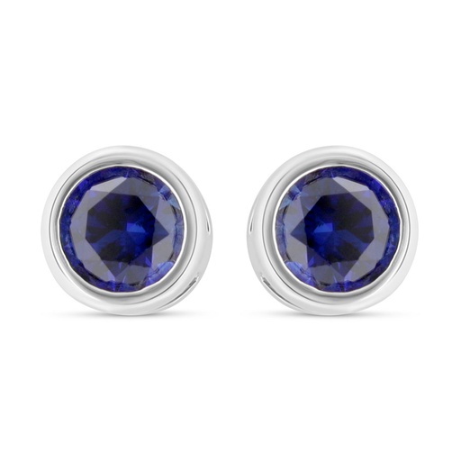 [EAR01SAP00000C438] Sterling Silver 925 Earring Rhodium Plated Embedded With Sapphire Corundum 