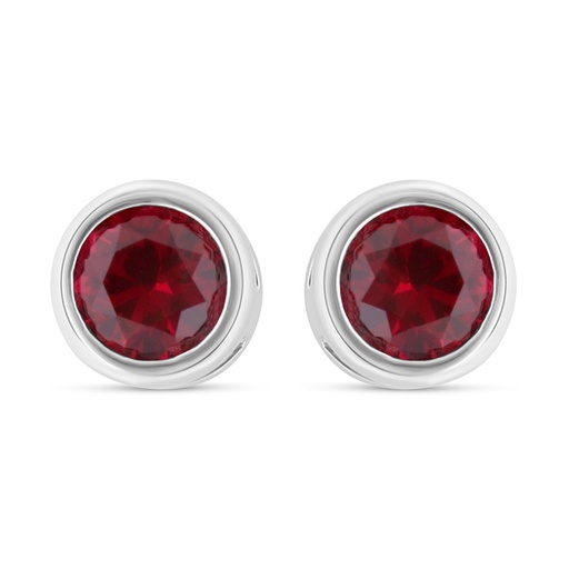 [EAR01RUB00000C438] Sterling Silver 925 Earring Rhodium Plated Embedded With Ruby Corundum