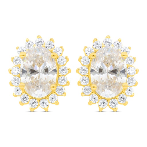 [EAR02WCZ00000C439] Sterling Silver 925 Earring Golden Plated Embedded With White Zircon