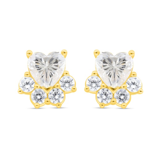 [EAR02WCZ00000C440] Sterling Silver 925 Earring Golden Plated Embedded With White Zircon