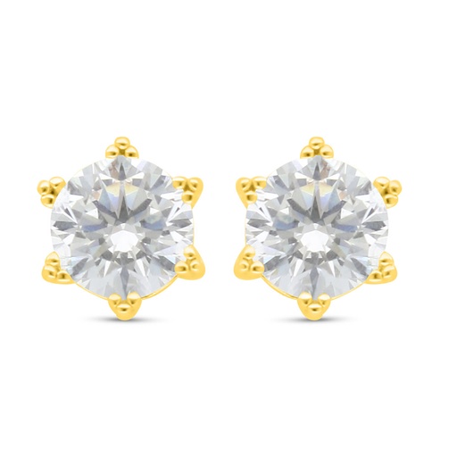 [EAR02WCZ00000C441] Sterling Silver 925 Earring Golden Plated Embedded With White Zircon