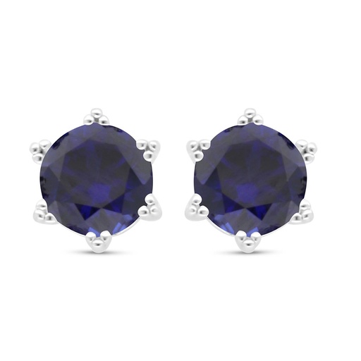 [EAR01SAP00000C441] Sterling Silver 925 Earring Rhodium Plated Embedded With Sapphire Corundum 