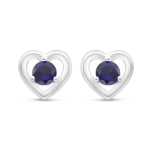 [EAR01SAP00000C442] Sterling Silver 925 Earring Rhodium Plated Embedded With Sapphire Corundum 