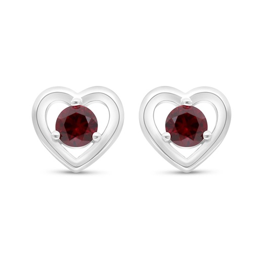 [EAR01RUB00000C442] Sterling Silver 925 Earring Rhodium Plated Embedded With Ruby Corundum