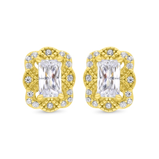 [EAR02WCZ00000C444] Sterling Silver 925 Earring Gold Plated Embedded With White Zircon