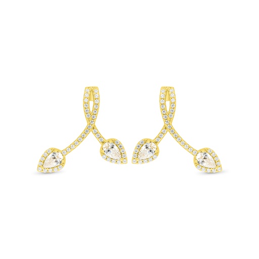 [EAR02WCZ00000C445] Sterling Silver 925 Earring Gold Plated Embedded With White Zircon