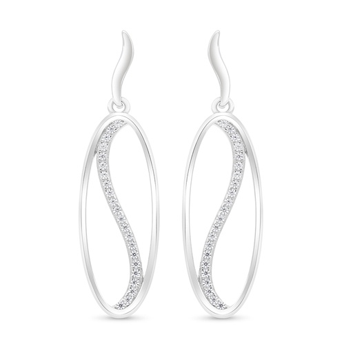 [EAR01WCZ00000C452] Sterling Silver 925 Earring Rhodium Plated Embedded With White Zircon