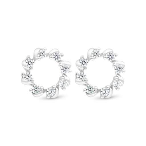 [EAR01WCZ00000C455] Sterling Silver 925 Earring Rhodium Plated Embedded With White Zircon