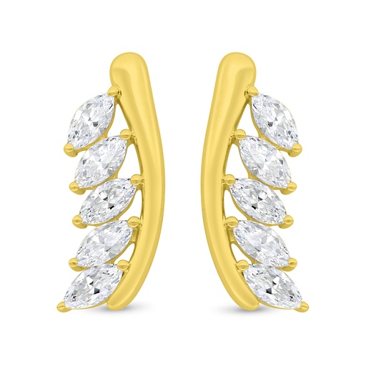 [EAR02WCZ00000C464] Sterling Silver 925 Earring Gold Plated Embedded With White Zircon