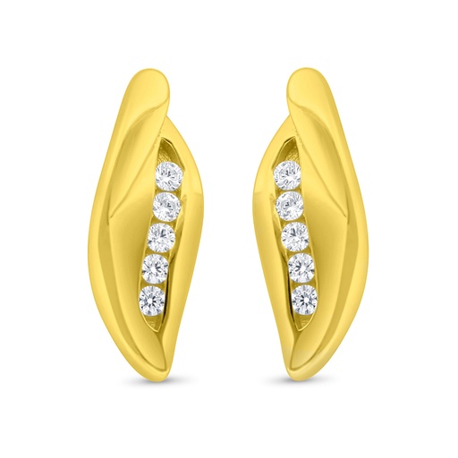 [EAR02WCZ00000C465] Sterling Silver 925 Earring Gold Plated Embedded With White Zircon