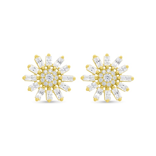 [EAR02WCZ00000C466] Sterling Silver 925 Earring Gold Plated Embedded With White Zircon