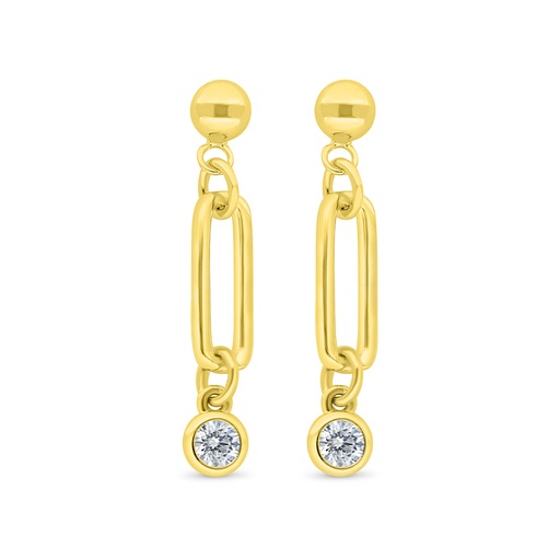[EAR02WCZ00000C468] Sterling Silver 925 Earring Gold Plated Embedded With White Zircon