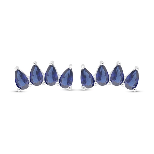 [EAR01SAP00000C470] Sterling Silver 925 Earring Rhodium Plated Embedded With Sapphire Corundum 
