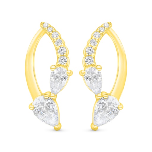 [EAR02WCZ00000C471] Sterling Silver 925 Earring Gold Plated Embedded With White Zircon