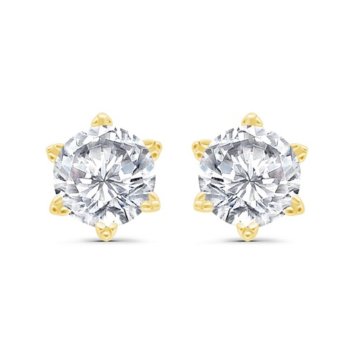 [EAR02WCZ00000C474] Sterling Silver 925 Earring Gold Plated Embedded With White Zircon