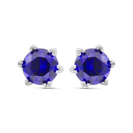 [EAR01SAP00000C474] Sterling Silver 925 Earring Rhodium Plated Embedded With Sapphire Corundum 