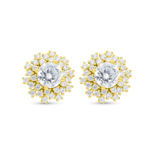 [EAR02WCZ00000C475] Sterling Silver 925 Earring Gold Plated Embedded With White Zircon