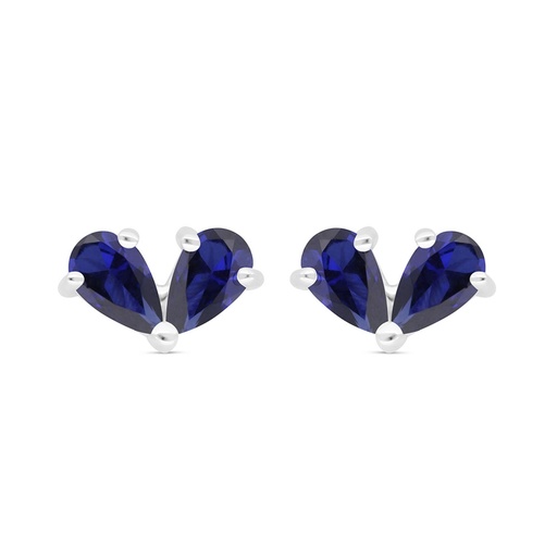 [EAR01SAP00000B948] Sterling Silver 925 Earring Rhodium Plated Embedded With Sapphire Corundum 