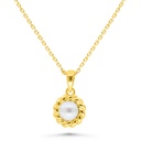 Sterling Silver 925 Necklace Golden Plated Embedded With White Shell Pearl 