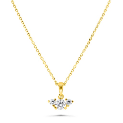 [NCL02WCZ00000B476] Sterling Silver 925 Necklace Golden Plated Embedded With White Zircon