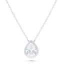 Sterling Silver 925 Necklace Rhodium Plated Embedded With White Zircon