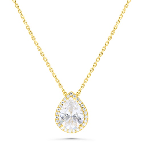 [NCL02WCZ00000B477] Sterling Silver 925 Necklace Golden Plated Embedded With White Zircon