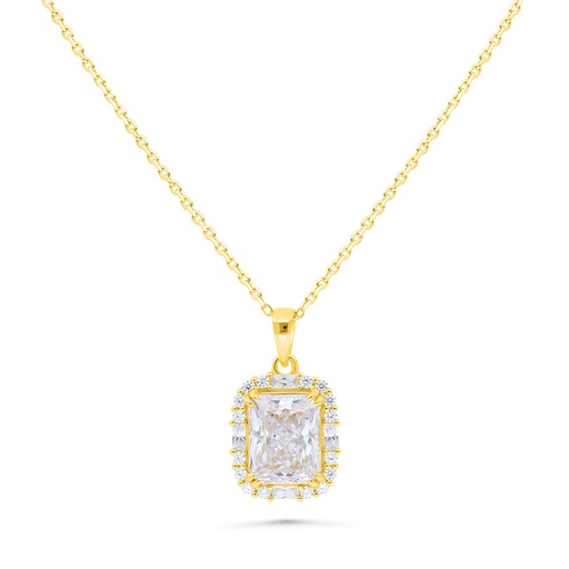 [NCL02WCZ00000B478] Sterling Silver 925 Necklace Golden Plated Embedded With White Zircon