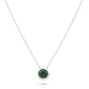 Sterling Silver 925 Necklace Rhodium Plated Embedded With Emerald Zircon