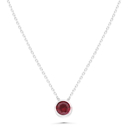 [NCL01RUB00000B480] Sterling Silver 925 Necklace Rhodium Plated Embedded With Ruby Corundum