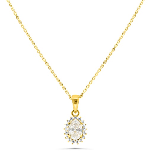 [NCL02WCZ00000B481] Sterling Silver 925 Necklace Golden Plated Embedded With White Zircon