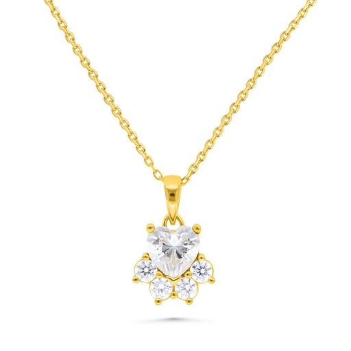 [NCL02WCZ00000B482] Sterling Silver 925 Necklace Golden Plated Embedded With White Zircon
