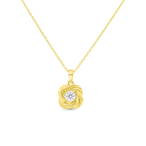 [NCL02WCZ00000B483] Sterling Silver 925 Necklace Gold Plated Embedded With White Zircon
