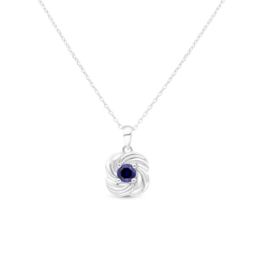 [NCL01SAP00000B483] Sterling Silver 925 Necklace Rhodium Plated Embedded With Sapphire Corundum