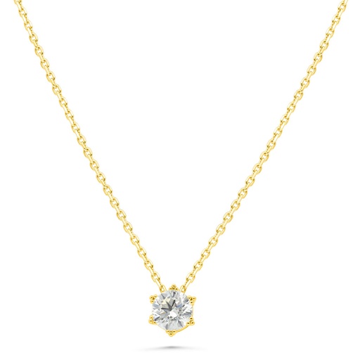 [NCL02WCZ00000B484] Sterling Silver 925 Necklace Golden Plated Embedded With White Zircon