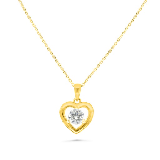 [NCL02WCZ00000B485] Sterling Silver 925 Necklace Golden Plated Embedded With White Zircon