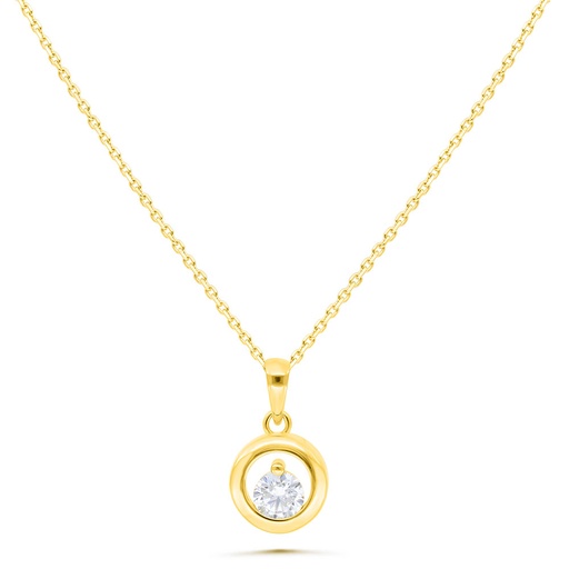 [NCL02WCZ00000B486] Sterling Silver 925 Necklace Golden Plated Embedded With White Zircon