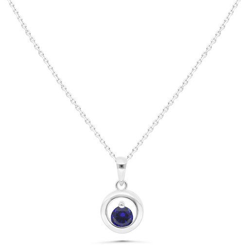 [NCL01SAP00000B486] Sterling Silver 925 Necklace Rhodium Plated Embedded With Sapphire Corundum