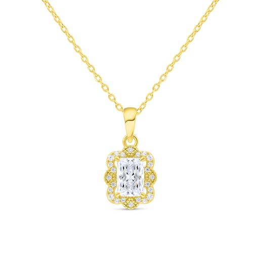 [NCL02WCZ00000B487] Sterling Silver 925 Necklace Gold Plated Embedded With White Zircon