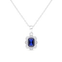 Sterling Silver 925 Necklace Rhodium Plated Embedded With Sapphire Corundum And White Zircon