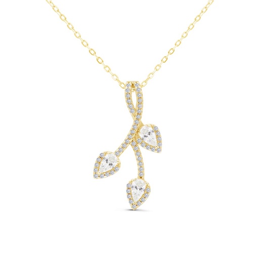 [NCL02WCZ00000B488] Sterling Silver 925 Necklace Gold Plated Embedded With White Zircon