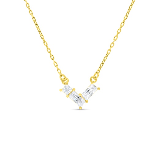 [NCL02WCZ00000B489] Sterling Silver 925 Necklace Gold Plated Embedded With White Zircon