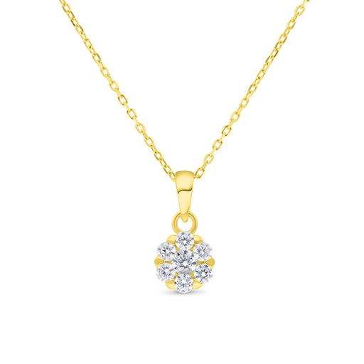 [NCL02WCZ00000B490] Sterling Silver 925 Necklace Gold Plated Embedded With White Zircon