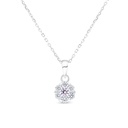 Sterling Silver 925 Necklace Rhodium Plated Embedded With pink Zircon And White Zircon