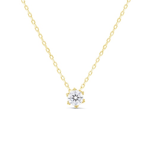 [NCL02WCZ00000B491] Sterling Silver 925 Necklace Gold Plated Embedded With White Zircon