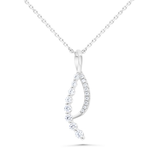 [NCL01WCZ00000B492] Sterling Silver 925 Necklace Rhodium Plated Embedded With White Zircon