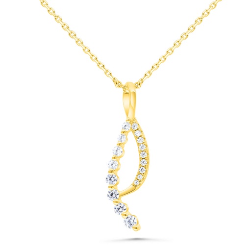 [NCL02WCZ00000B492] Sterling Silver 925 Necklace Gold Plated Embedded With White Zircon