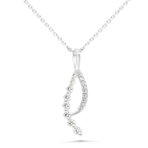 [NCL01CIT00WCZB492] Sterling Silver 925 Necklace Rhodium Plated Embedded With Yellow Zircon And White Zircon